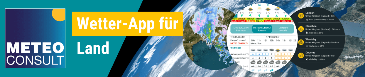 Ob Sie als Privatperson Outdoor-Aktivitäten ausüben oder als Profi einer wetterabhängigen Tätigkeit nachgehen – hier finden Sie alle Prognosen, die Sie benötigen!